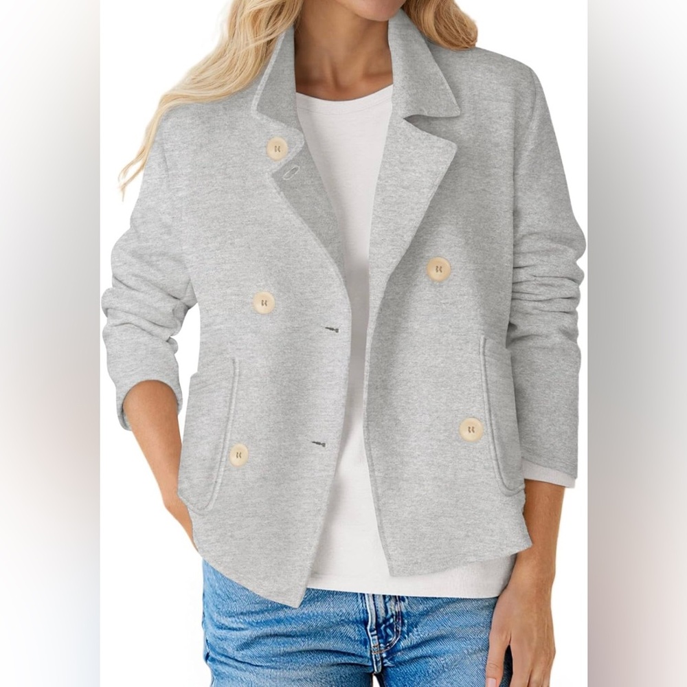Fisoew Gray Marled Cropped Blazer